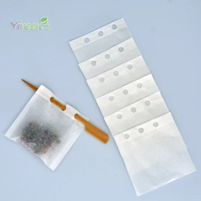 Sacchetti di carta per filtro personalizzati da 70× 70 mm monouso per macchina da caffè Infusori con 3 fori e bastoncini aggirabili sulla tazza