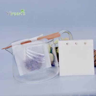 Sacchetti di carta per filtro personalizzati da 70× 70 mm monouso per macchina da caffè Infusori con 3 fori e bastoncini aggirabili sulla tazza