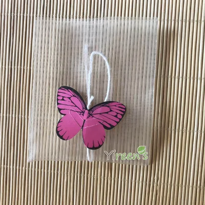 Etichetta a farfalla colorata, sacchetti da tè in nylon vuoti 58 x 70 mm, sacchetti con filtro trasparenti Pyramid filtri da tè in nylon monouso