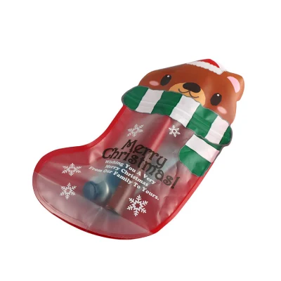 Bella Natale Stoccando Merry calzino a forma di plastica Frost finestra trasparente Sacchetti per sacchetti DOYPACK Confezione con chiusura a zip