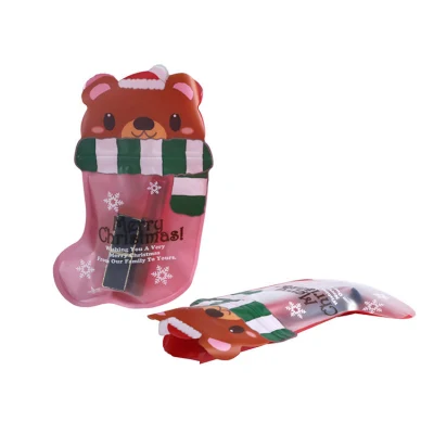 Bella Natale Stoccando Merry calzino a forma di plastica Frost finestra trasparente Sacchetti per sacchetti DOYPACK Confezione con chiusura a zip