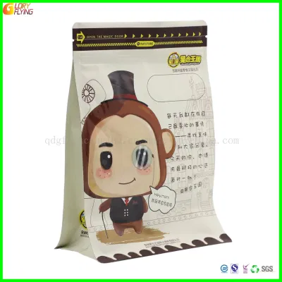 Sacchetto per finestra in piedi in carta Kraft biodegradabile Spice/insalata/salsa/caramella/caffè/sacchetti di plastica/alimenti Sacchetto con zip per imballaggio con zip grado BPA