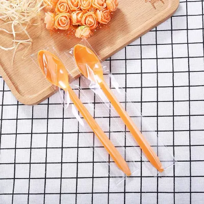 Cucchiaio monouso in plastica per tè al latte all&prime;ingrosso da 19 cm, cucchiaino da dessert singolarmente In confezione (BN-09)