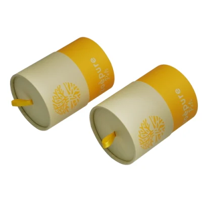 Carta da tè nera in cartone rotondo giallo Firstsail Eco friendly Canister per tubi Confezione regalo vaso candela diffusore a canna contenitore per cilindri