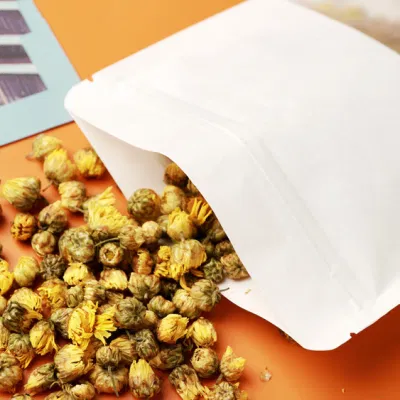 Sacchetto di carta Kraft per tè e caffè snack frutta secca, astuccio con chiusura a zip con finestra trasparente, sacchetti per il confezionamento del tè della fabbrica cinese