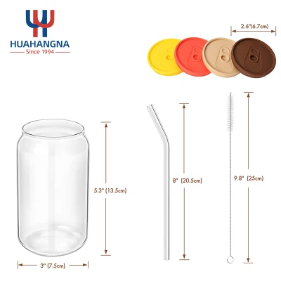 4 bicchieri da tè cato da 480 ml da bicchiere Borosilicato da 16oz Bicchieri di vetro per birra a forma di soda tazze di vetro allestita in regalo Scatola