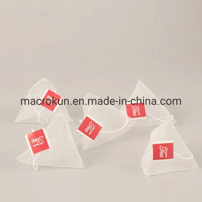 58 sacchetti per tè in nylon piramide da 70 mm con cordoni