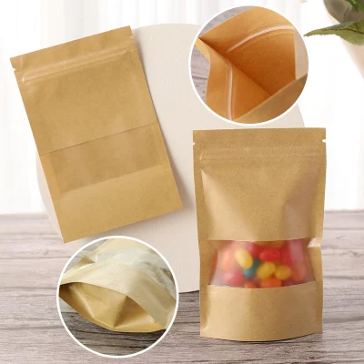Sacchetti per imballaggio caffè vuoto compostabili personalizzati Kraft con valvola E zip per caffè