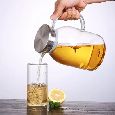 Caraffa da tè in vetro da 1.6 litri con coperchio coperto Caraffa acqua