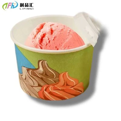 Logo personalizzato per la stampa Disposable To Go Modern Ice Cream Packaging Contenitore per gelato con cucchiaio coperchio