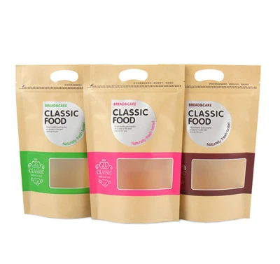 Carta Kraft biodegradabile per alimenti sigillata a caldo, stampata su misura Confezionamento del caffè con finestra