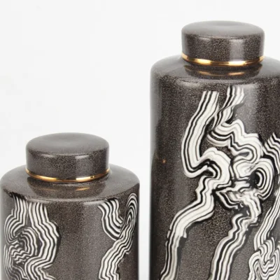 J025 moderna moda porcellana sbavatura inchiostro motivo decorazione vaso vaso vaso Set Scandinavian Home decorazione Ceramic Black tè vaso