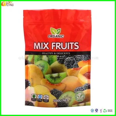 Sacchetto per finestra in piedi in carta Kraft biodegradabile Spice/insalata/salsa/caramella/caffè/sacchetti di plastica/alimenti Sacchetto con zip per imballaggio con zip grado BPA