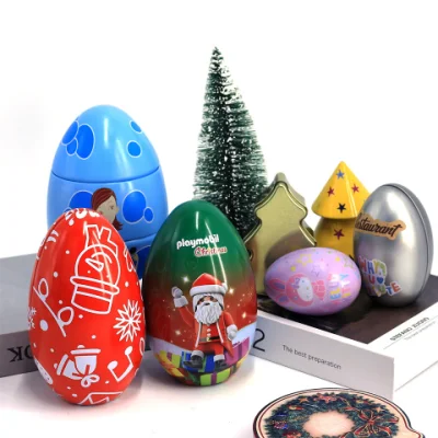 Confezione regalo di cioccolato vuoto Confezione regalo a forma di uovo scatola di stagno Pasqua Uovo di stagno