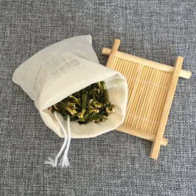 10*15cm sacchetto di cotone in filato ecologico personalizzato con Stringa