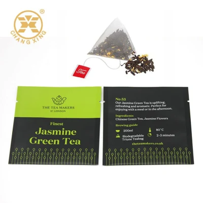 Bustine colorate stampate in lamina di alluminio metallizzato con etichette vuote per tè Commercio all&prime;ingrosso