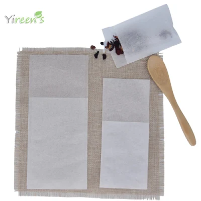 Sacchetti da tè in carta per filtro termosigillante biodegradabile, con fondo fazzoletto, con design anteriore corto e posteriore lungo, dimensioni personalizzate