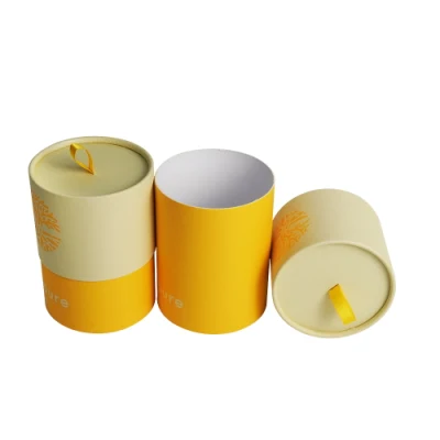 Carta da tè nera in cartone rotondo giallo Firstsail Eco friendly Canister per tubi Confezione regalo vaso candela diffusore a canna contenitore per cilindri