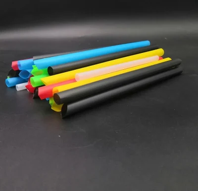Materiale acido polilattico Tea Bolla Tea Straw, colorata, degradabile singolarmente Cannucce in PLA confezionate con carta da stampa a avvolgimento