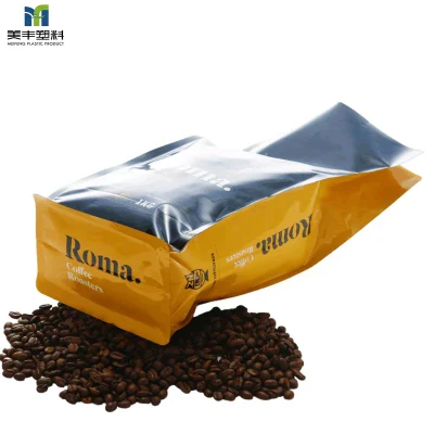 125 g 250 g 500 g di caffè Bean a fondo piatto con zip Bag Air Confezione di contenitori per alimenti con cerniera pacchetto stampato Gravure