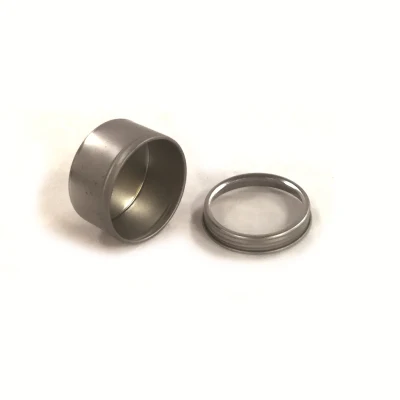 Contenitore in stagno metallico vuoto piccolo con tappo a vite rotondo personalizzato con Cancella finestra