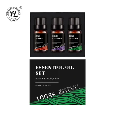 Oli organici per diffusore HL- Produttore, Top 3/10ml Lavanda, Tea Tree, oli essenziali di Aromatherapy 100% puri e naturali, di grado terapeutico