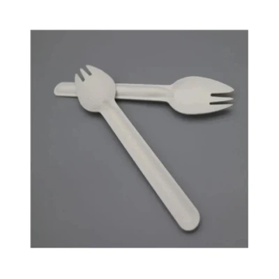 Cucchiaio per zuppa di posate monouso in carta compostabile con forchetta per coltello per canna da zucchero
