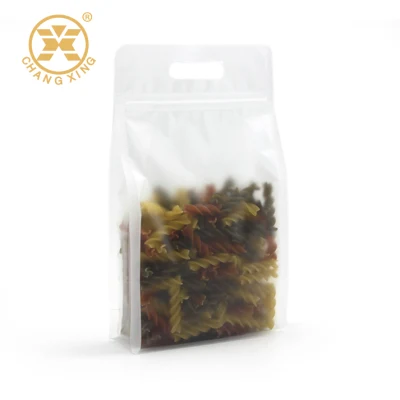 Confezione trasparente trasparente Quad 16oz snack Flat fondo otto lati Sacchetti con chiusura a cerniera standup 500 g per alimenti con fazzoletto di tenuta