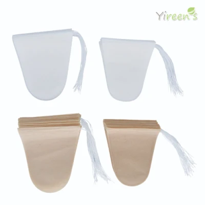 Sacchetti monouso per filtro tè in carta per macchina da caffè a forma di U, con stringhe, facili da chiudere e portatili (dimensioni 80 x 90 mm)