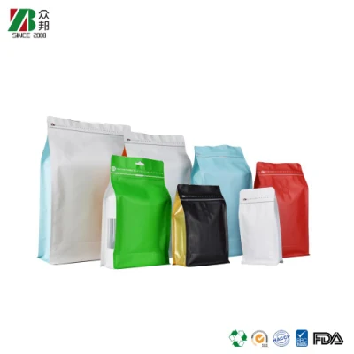 Stampa personalizzata imballaggio di tè e caffè in grani compostabile foglio di imballaggio laminato Cerniera biodegradabile