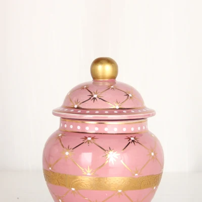 J278p Design unico giorno del Ringraziamento Rosa decorazione vaso candela Mini Vasetti da tè con caffè in ceramica e zucchero con coperchi
