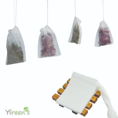 Sacchetti filtranti biodegradabili in fibra di mais PLA 60 X 80 mm con stringhe filtri per infusore di tè per bottiglie di vetro, macchina da caffè, portatile da viaggio, monouso e puliti