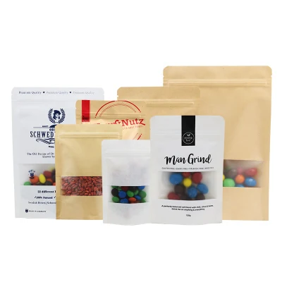 Sigillo termico biodegradabile ecologico per alimenti personalizzato vuoto Sacchetto di imballaggio per tè con zip in carta Kraft con zip