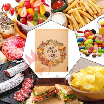 Sacchetti di carta marrone da 6.7&quot; X 8&quot; per il trattamento del grasso Kraft resistente Sacchetti piccole buste piatte Borse per biscotti spuntini caramella Hamburger di Donut