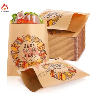 Sacchetti di carta marrone da 6.7&quot; X 8&quot; per il trattamento del grasso Kraft resistente Sacchetti piccole buste piatte Borse per biscotti spuntini caramella Hamburger di Donut