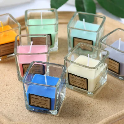 16 Oz Commercio all&prime;ingrosso nuovo decorato moderno Eco amichevole lati dritti Vaso di barattoli da candele quadrate profumate