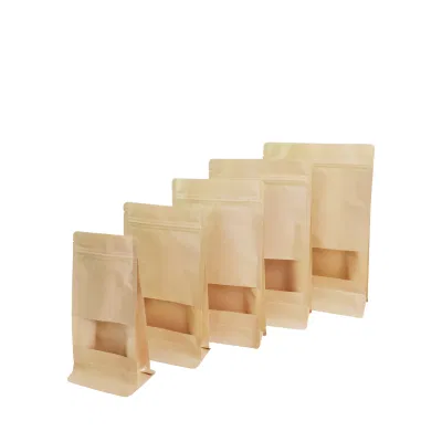 Spot Commodity Stand up carta opaca Kraft riclosabile Ziplock Heat Sacchetti sigillabili per confezionamento alimenti con finestra