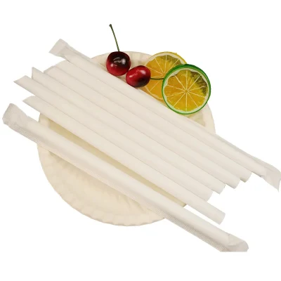 Materiale acido polilattico Tea Bolla Tea Straw, colorata, degradabile singolarmente Cannucce in PLA confezionate con carta da stampa a avvolgimento