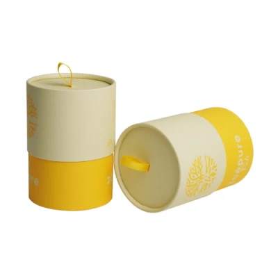 Carta da tè nera in cartone rotondo giallo Firstsail Eco friendly Canister per tubi Confezione regalo vaso candela diffusore a canna contenitore per cilindri