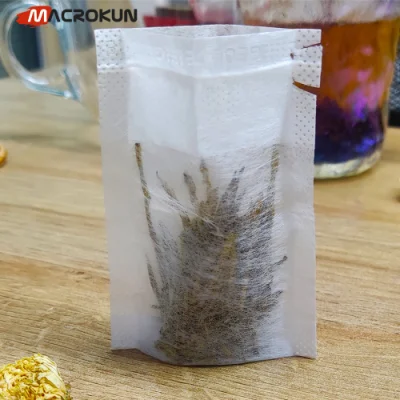 Sacchetti da tè in fibra di mais con logo personalizzato PLA vuoti, tè biodegradabile Sacchetto filtrante con sacchetto per tè con stringa di traino interna