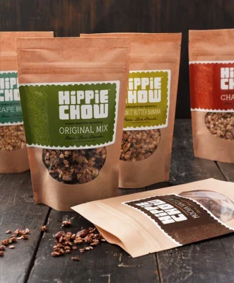 Sacchetto a fondo piatto confezionamento valvola compostabile con chiusura a zip caffè tè Imballaggio
