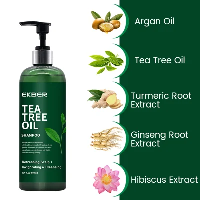 Olio di Tea Tree di zenzero naturale di cuoio capelluto di menta Shampoo Riparazione Anti perdita di capelli crescita dei capelli Shampoo e Conditioner