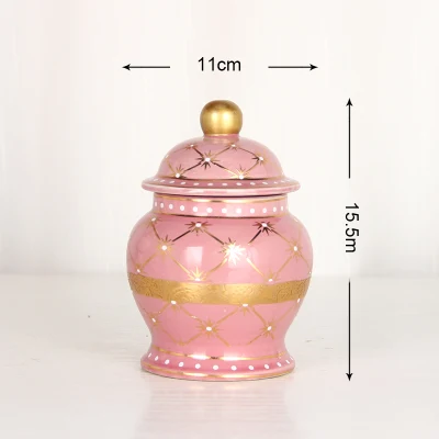 J278p Design unico giorno del Ringraziamento Rosa decorazione vaso candela Mini Vasetti da tè con caffè in ceramica e zucchero con coperchi