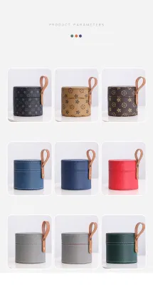 Set da tè in carino Sh2388 rotondo nero impermeabile in pelle PU Borse per valigie Mini Pennelli piccoli con logo personalizzato per un lusso cosmetico di viaggio Borsa per il trucco