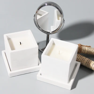 Moda Home decorazione artigianale moderno cemento Candle Jars con legno Coperchio