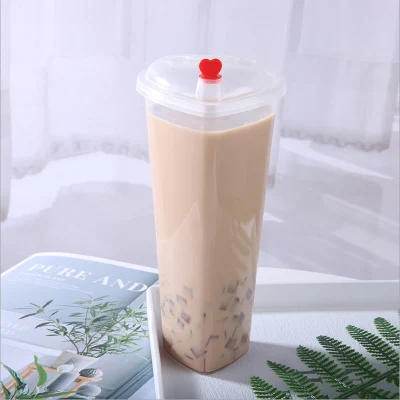 Tazza Milktea monouso 500 ml 700 ml plastica vuota sottile PP fredda Premi la tazza con il logo personalizzato con cappuccio colorato
