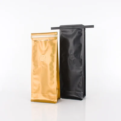 Sacchetti per caffè a fondo quadrato riciclabili con valvola e zip