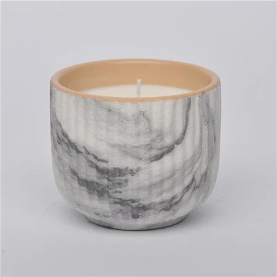 Contenitore a candela leggero per tè in marmo matté con decorazioni domestiche moderne Vasetto di candele decorative in ceramica