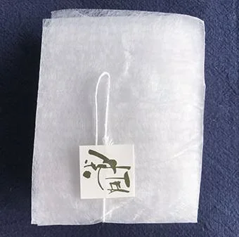 Sacchetto da tè vuoto con etichetta in fibra di mais termosaldante da 5*6 cm
