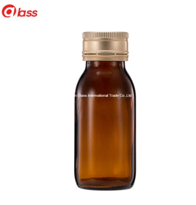 Flacone in vetro farmaceutico color ambra vuoto all&prime;ingrosso con tappo nero Dinpp28mm